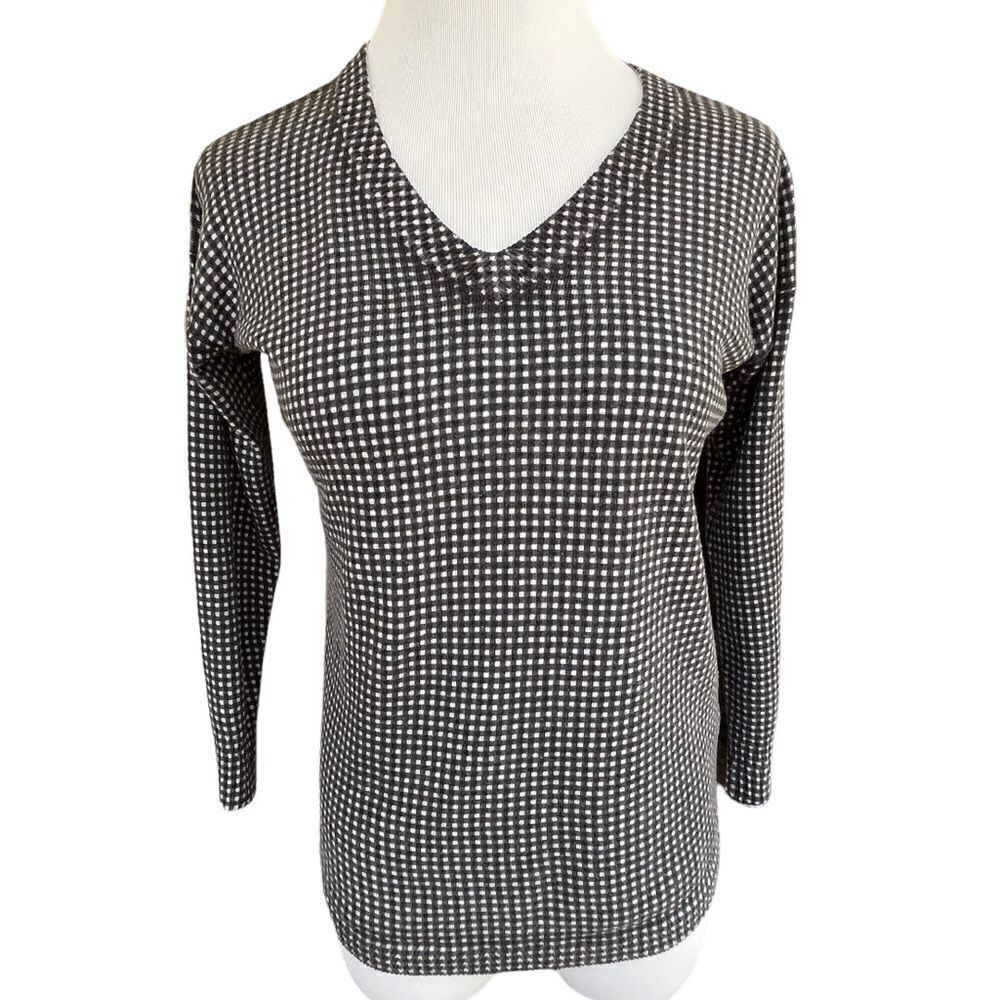 Duffield Lane Micro Gingham Cashmere Blend Sweater S